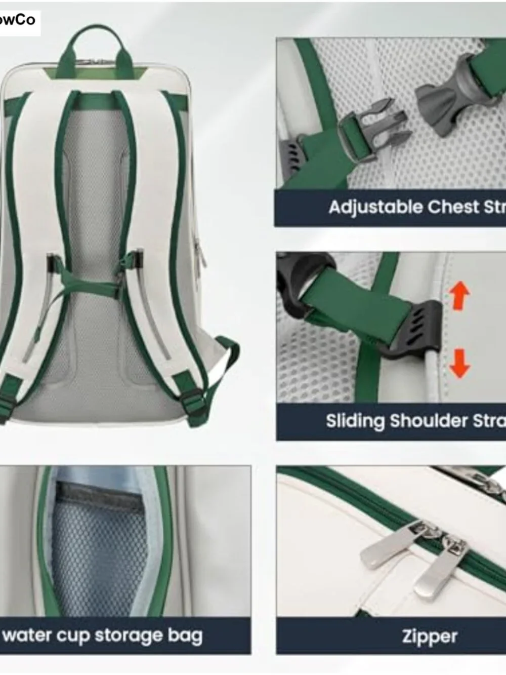 Tennis Padel Pickleball Backpack with Shoe Compartment, Laptop Sleeve, PU